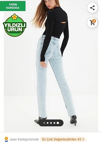 32 Beden mavi Renk Trendyolmilla mavi yırtmaçlı yüksek bel pantolon