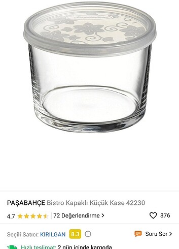 Paşabahçe kapaklı kase 