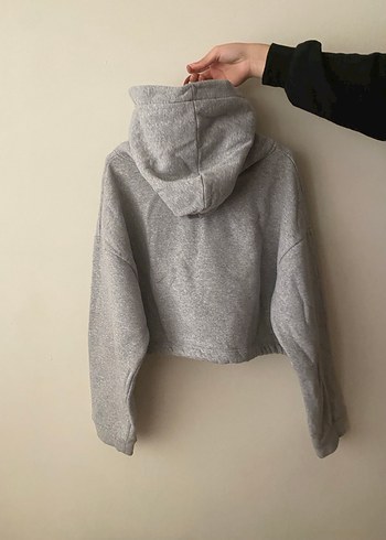 Zara Gri Kapüşonlu Rahat Oversize Sweatshirt