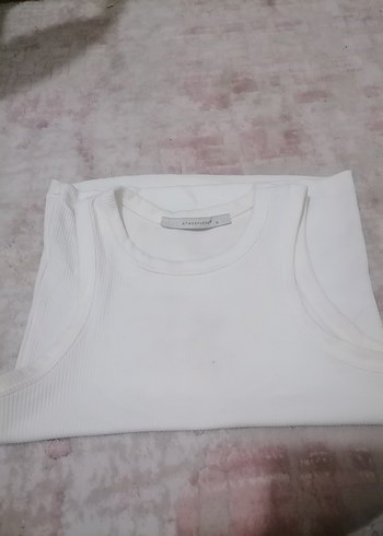 m Beden Beyaz Kolsuz Basic Atlet Kadın