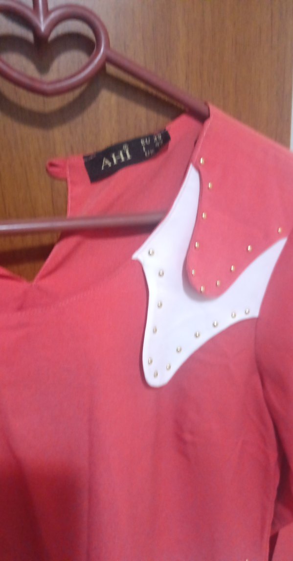 bisiklet yaka şifon kırmızı beyaz gömlek - Görsel 3