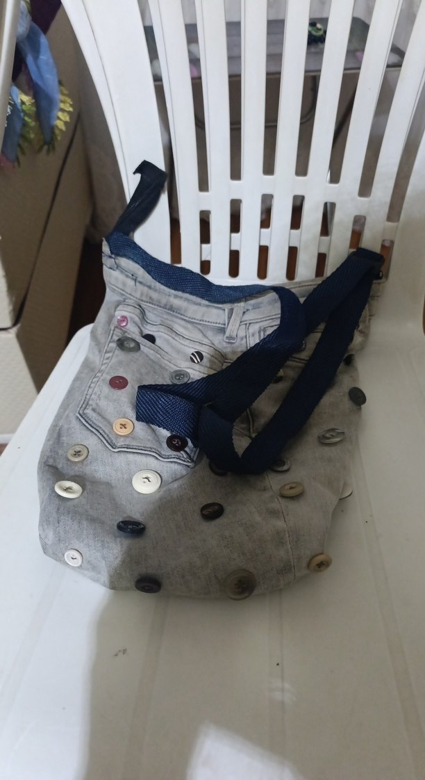 Düğmeli Gri Denim Kadın Çanta - Görsel 3