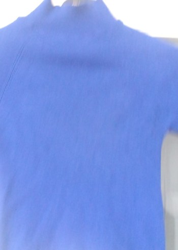 Mavi Kısa Kollu Kadın Kazak - Görsel 3