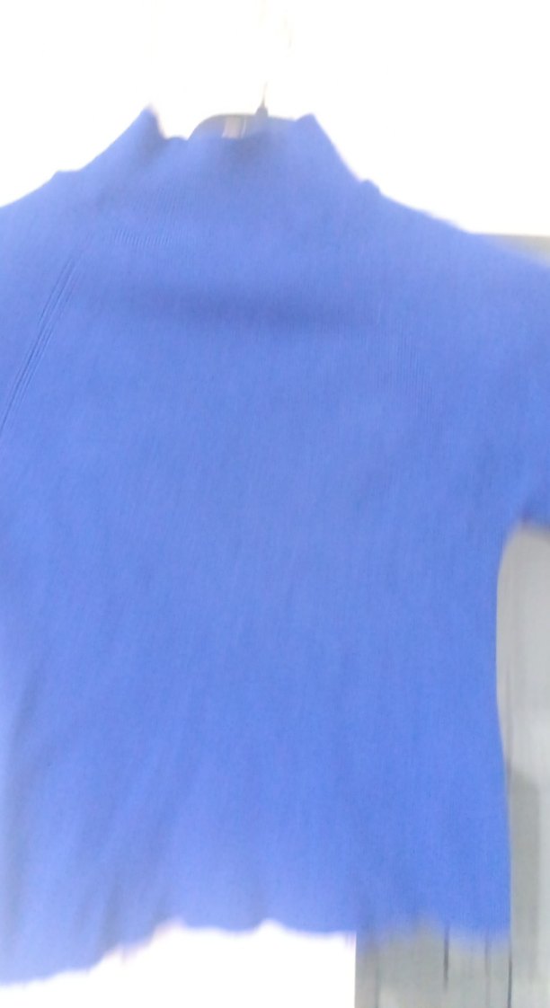 Mavi Kısa Kollu Kadın Kazak - Görsel 3