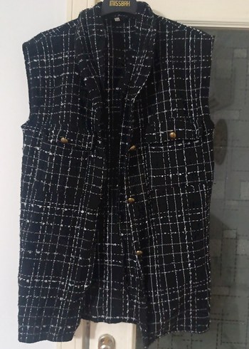 Düğmeli Siyah Midi Kadın Yelek - Görsel 4