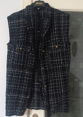 Düğmeli Siyah Midi Kadın Yelek - Görsel 3