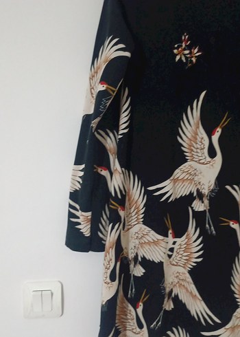 Uzun Kollu Baskılı Bohem Kadın Kimono - Görsel 2