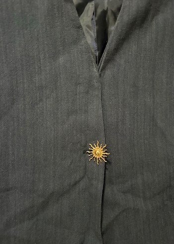 Düğmeli Keten Kadın Yelek, Lacivert - Görsel 3