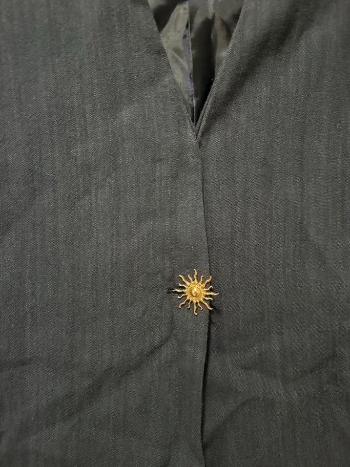 Düğmeli Keten Kadın Yelek, Lacivert - Görsel 3