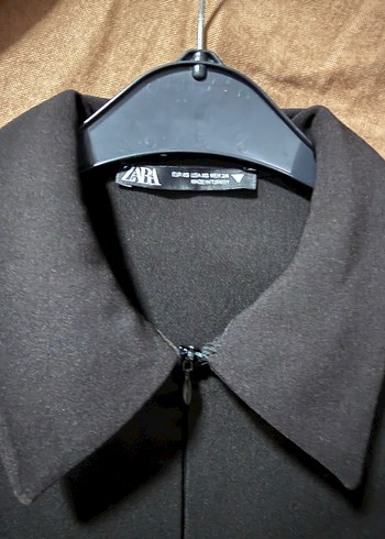 Zara Siyah Kısa Kollu Yakalı Kadın Bluz - Görsel 3