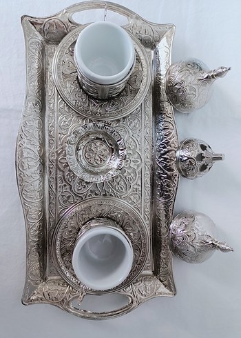 Gümüş İşlemeli bakır 2'li Kahve Fincanı Seti - Görsel 3