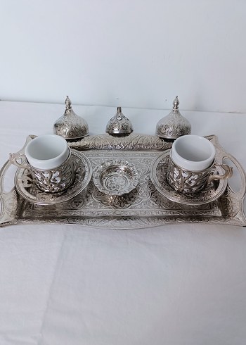 Gümüş İşlemeli bakır 2'li Kahve Fincanı Seti - Görsel 2