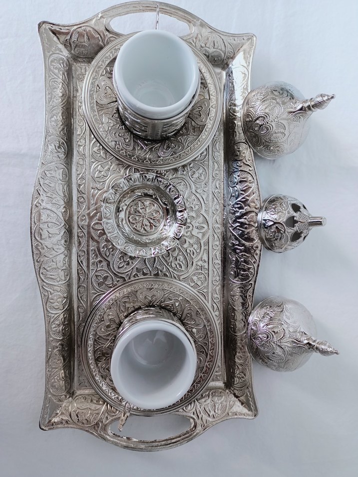 Gümüş İşlemeli bakır 2'li Kahve Fincanı Seti - Görsel 3