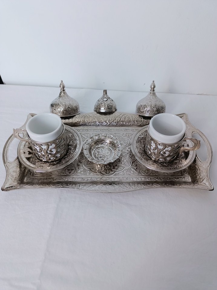 Gümüş İşlemeli bakır 2'li Kahve Fincanı Seti - Görsel 2