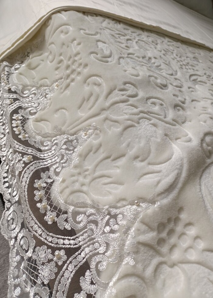 Hanımeli dantelli battaniye takımı  - Görsel 5