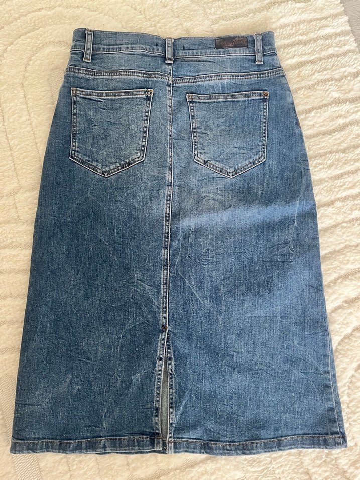 Lacivert Midi Hamile Kot Etek - Görsel 4