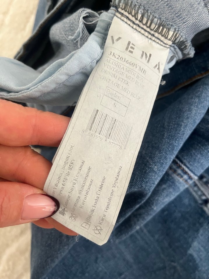 Lacivert Midi Hamile Kot Etek - Görsel 5