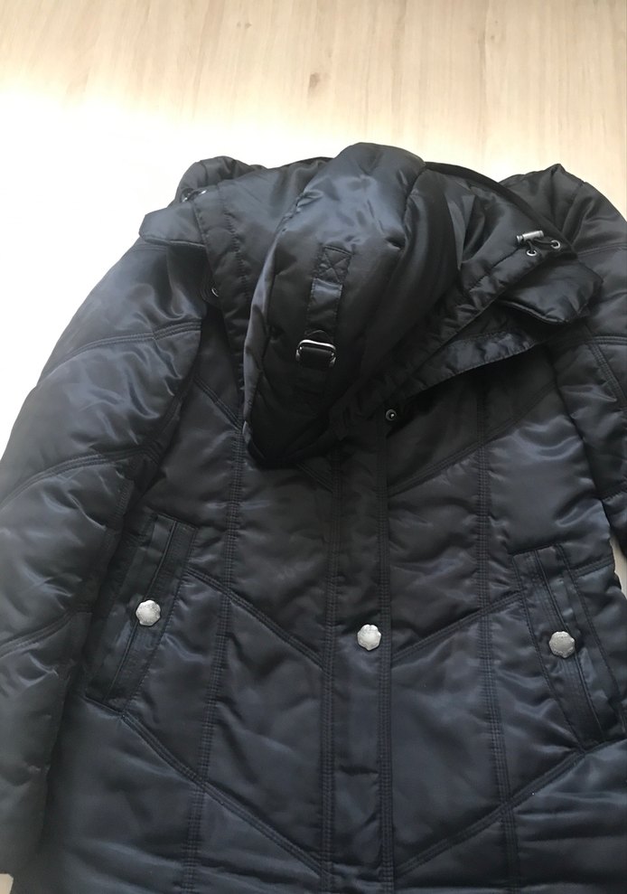 Düğmeli Siyah Kadın Kaban - Görsel 3