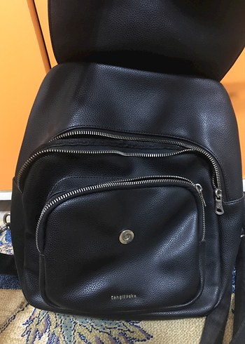 Siyah Deri Kadın Sırt Çantası - Görsel 2
