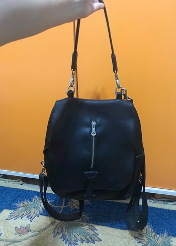 Siyah Deri Kadın Sırt Çantası - Görsel 5