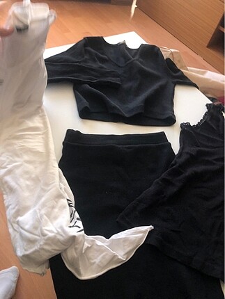 Crop+etek takım+kolsuz+tişört