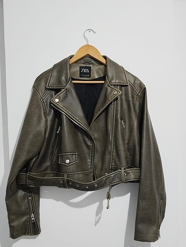 xl Beden haki Renk ZARA DERİ CEKET
