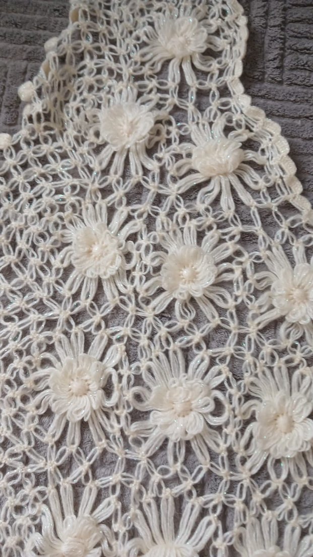 Beyaz Dantel Detaylı Kadın Örgü Şal - Görsel 3