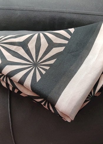 Bej Gri Fırfırlı Bohem Kadın Şal - Görsel 3