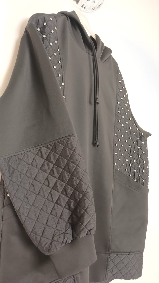 Gri Kapüşonlu Zincir Detaylı Oversize Sweatshirt - Görsel 2