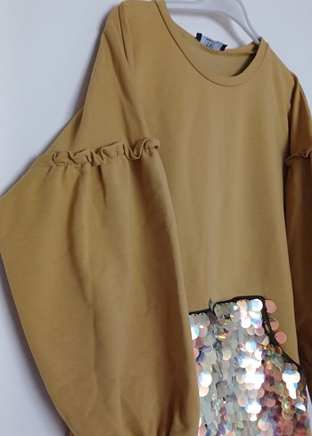 Kadın Kahverengi Payetli Mini Tunik - Görsel 2