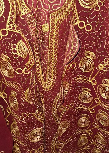 Bordo Nakışlı Uzun Bohem Kadın Elbise - Görsel 4