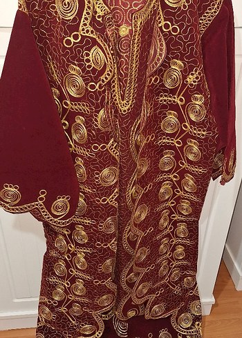 Bordo Nakışlı Uzun Bohem Kadın Elbise - Görsel 7