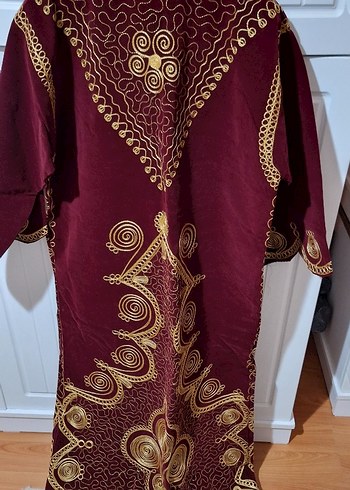 Bordo Nakışlı Uzun Bohem Kadın Elbise - Görsel 2