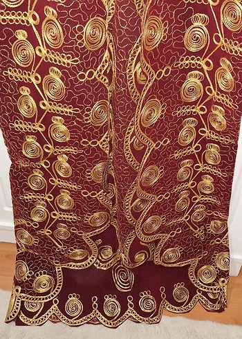 Bordo Nakışlı Uzun Bohem Kadın Elbise - Görsel 5