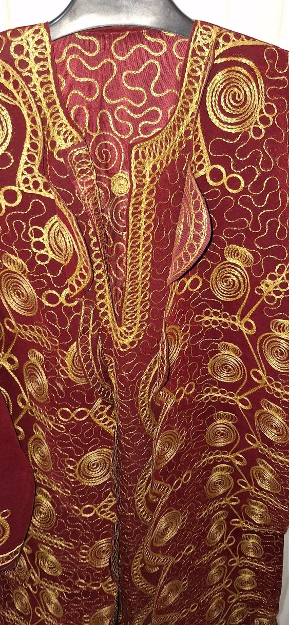 Bordo Nakışlı Uzun Bohem Kadın Elbise - Görsel 4