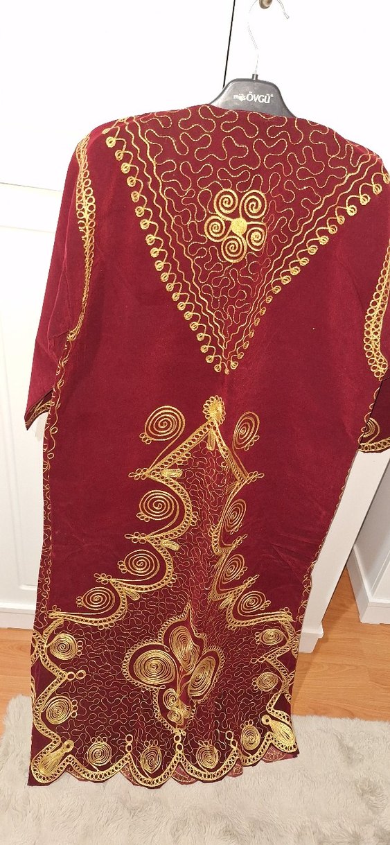 Bordo Nakışlı Uzun Bohem Kadın Elbise - Görsel 3