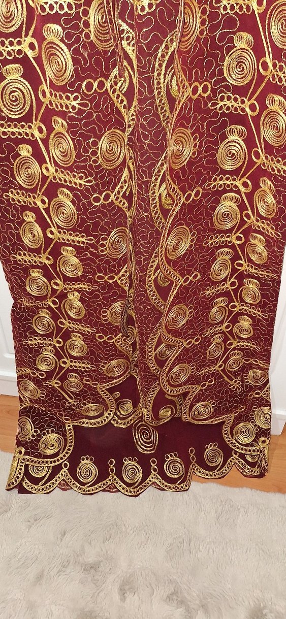 Bordo Nakışlı Uzun Bohem Kadın Elbise - Görsel 5