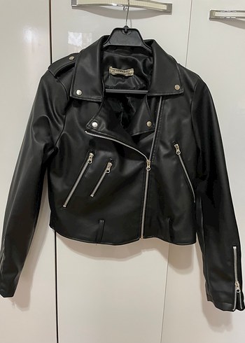 kemerli deri biker ceket