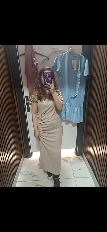 m Beden camel Renk Yazlık elbise