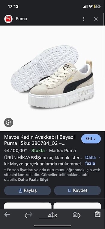 36 Beden Puma spor ayakkabı