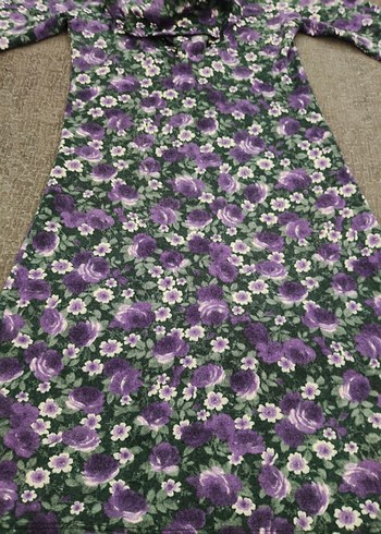 Mor Çiçek Desenli Uzun Kollu Bohem Elbise - Görsel 4