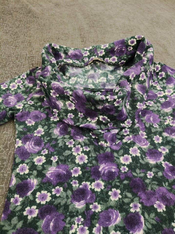 Mor Çiçek Desenli Uzun Kollu Bohem Elbise - Görsel 2