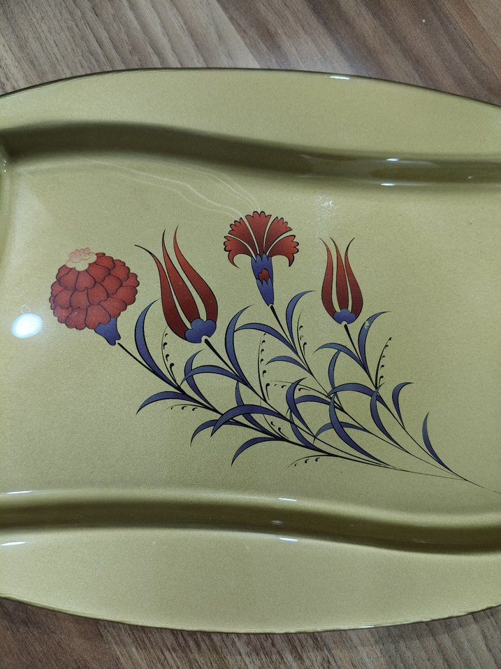 çiçek desenli sunum tepsisi - Görsel 2