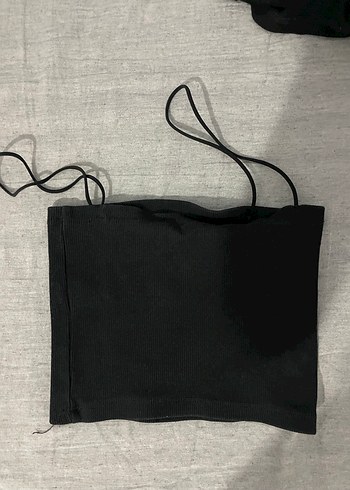 Siyah İnce Askılı Crop Top