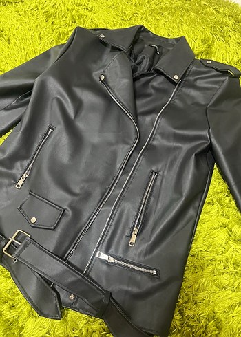 Zara Sehirli Siyah Deri Biker Ceket