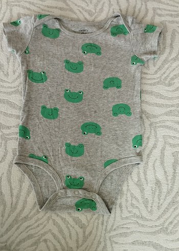 Gri Kurbağa Desenli Bebek Body