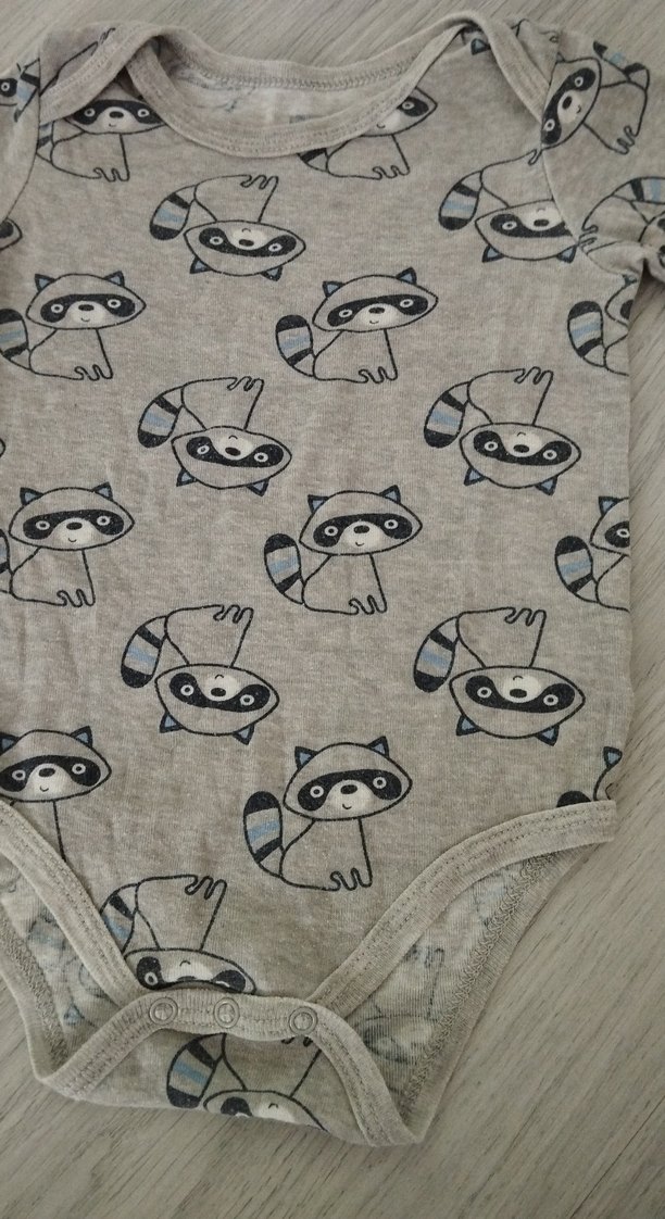 Uzun Kollu Gri Desenli Bebek Çıtçıtlı Body - Görsel 2