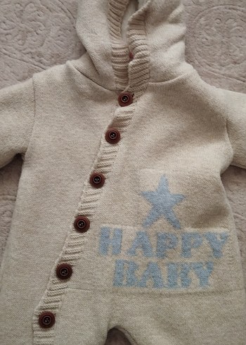 Gri Örgü Bebek Tulumu Kapüşonlu - Görsel 2