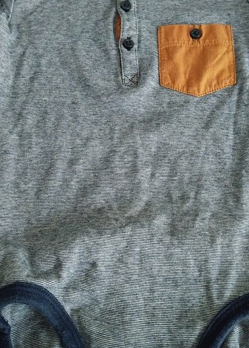 Gri Pamuklu Uzun Kollu Erkek Bebek Body - Görsel 2