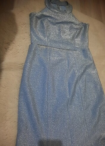 m Beden mavi Renk Özel dikim abiye elbise